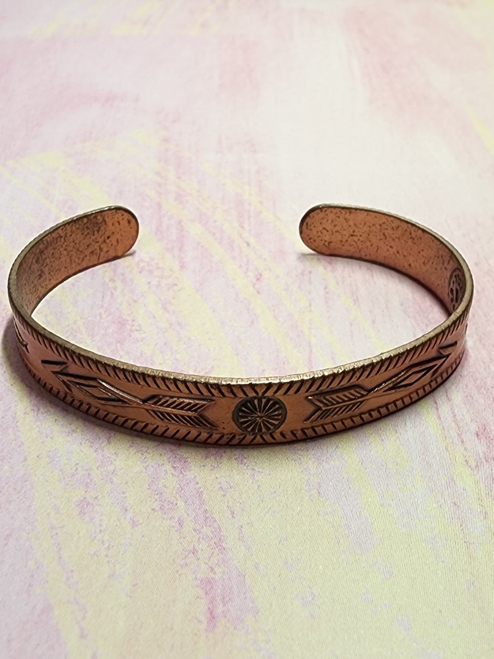 Bell Trading Post Engraved Copper Cuff Bracelet - Southwest Motif